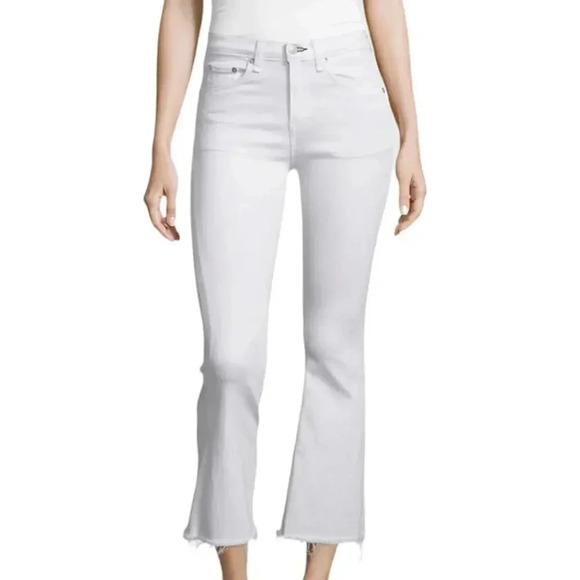 NWT! RAG & BONE Mid-Rise Cropped Flare-Leg Jeans in Bright White - Picture 3 of 15